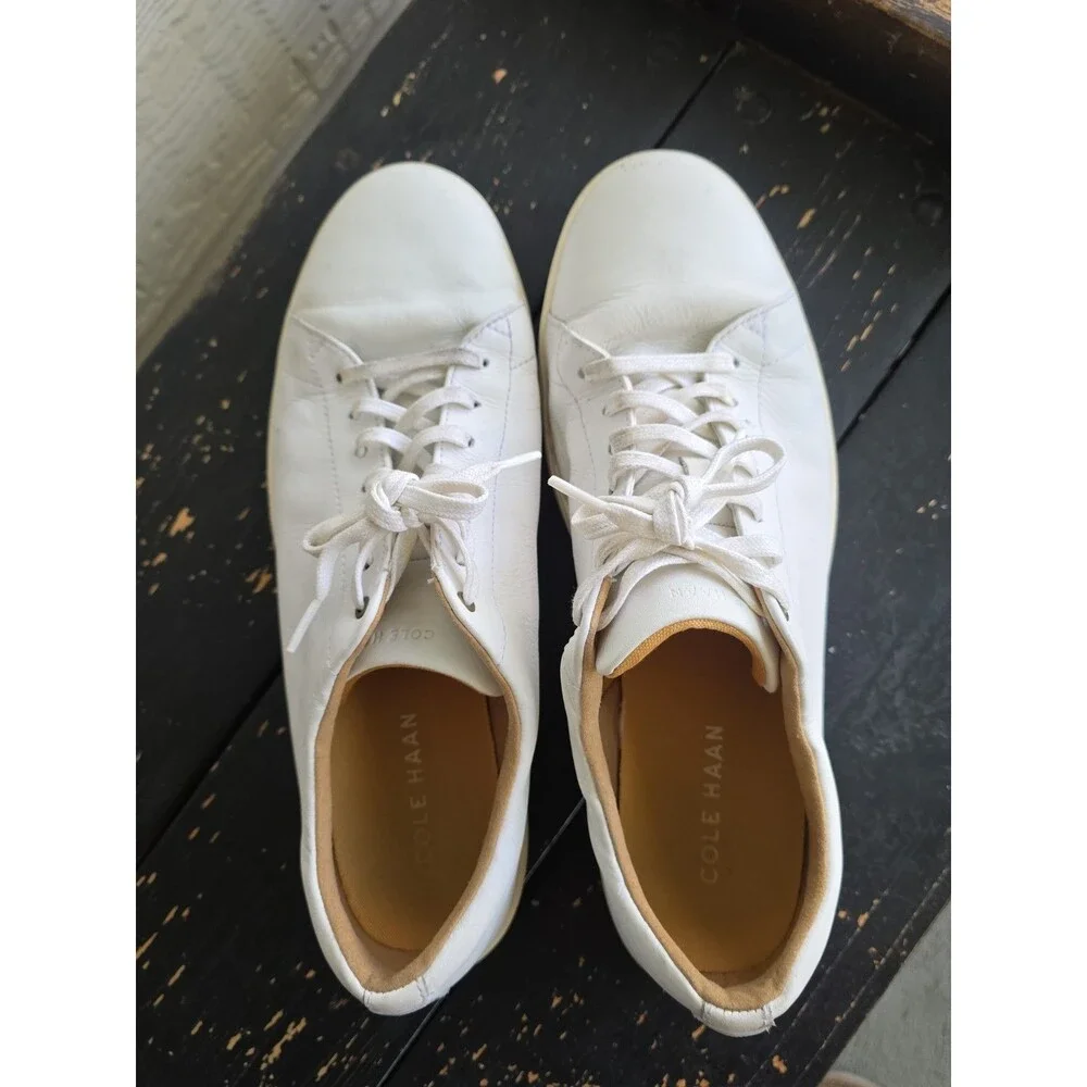 Cole Haan Men’s White Leather Lace-Up Sneakers Round Toe US 13